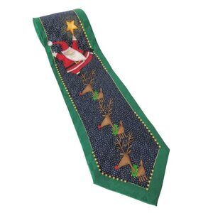 Cool Yule Hallmark Santa Claus Reindeer Funny Christmas Novelty Silk Necktie
